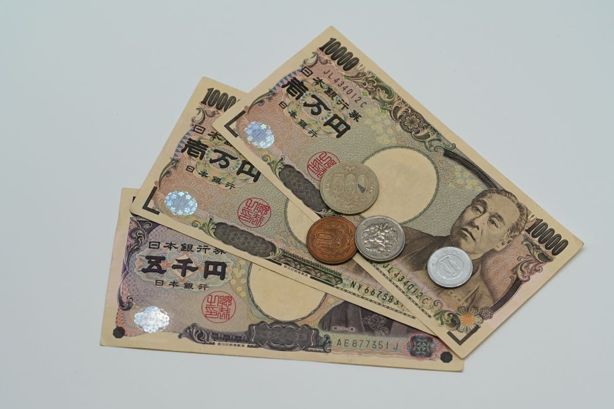 一万円札と硬貨(日本円)